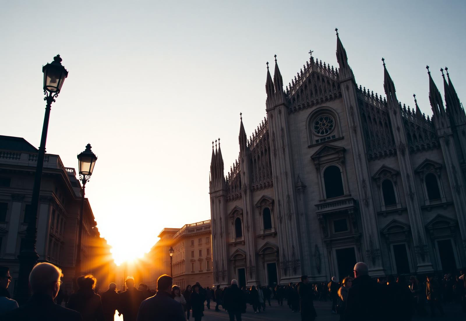 Duomo de Milão ao entardecer